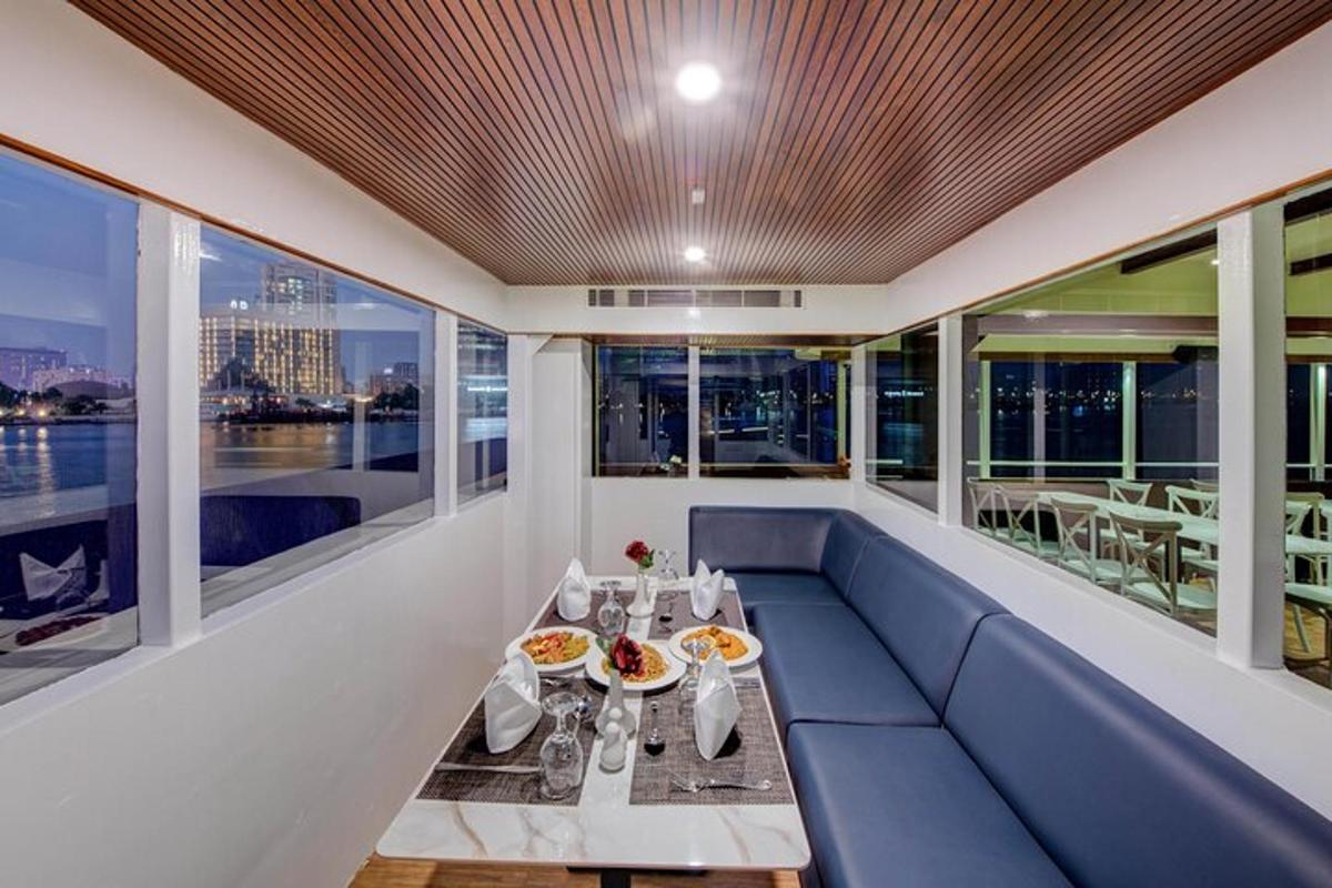 Dinner cruise Dubai Marina private cabin setup